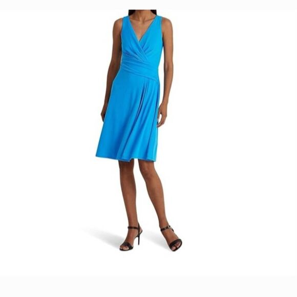 Lauren Ralph Lauren black label Sz 6 sleeveless jersey stretch dress in blaze oc - Picture 1 of 10
